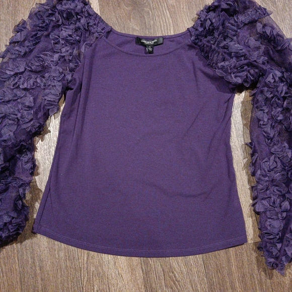 Marc New York Purple Ruffled Sleeve Top size S new - Picture 2 of 5